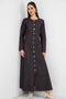 Women's Belted Long Denim Dress 1545 - Brown