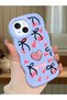 iPhone 14 Plus Compatible Case Camera Protector Blue Silicone Couple Phone Case Heart Pattern