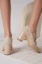 Women's Nude Suede 7cm Heeled Shoes Tr18Ms10D - 3
