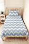 Blue Zigzag Geometric Youth Room Single Pique Set-Grey Modern 160X220 cm Quilted Bedspread - 2