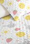Rabbit Yellow Young Room Single Pique Set - Pastel Strawberry Gray 160X220 cm Quilted Bedspread - 3