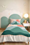 Geometric Mountain Green Young Room Single Pique Set - Pastel Modern Salmon 160X220 cm Bedspread - 6
