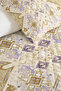 Geometric Bohemian Beige Young Room Single Pique Set - Lilac Ethnic 160X220 cm Quilted Bedspread - 3
