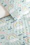 Pastel Rainbow Blue Children's Room Single Pique Set - Cloud Moon Star 160X220 cm Bedspread - 3