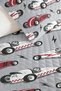 Car Gray Boy's Pique Set - Retro Racing Concept Red Baby Room Bedspread - 160X220Cm - 3