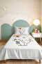 Elephant Pastel Orange Children's Room Single Pique Set-Cloud Star 160X220 cm Quilted Bedspread - 6