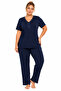 Özkan 1000-18-19 Women's Viscose Fabric Front Patched Lace Short Sleeve Large Size Pajama Set
