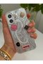iPhone 17 Stone Case with Pearl Necklace Detail, Marbling Effect, 3D Heart and Motif Charm Cover - 5