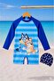 Boy's Long Sleeve Shorts Jumpsuit Swimsuit and Cap Set Uv Protected - 3