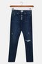 Women Super Skinny Fit Rip Mid Rise Ankle Jeans, Dark Blue - 2