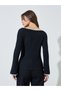 Black Boat Neck Knit Top with Tipping Detail - 4