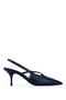 Women's Genuine Leather Navy Blue Heeled Shoes