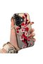 iPhone 16 Compatible Silicone Edge Hard Back Case Couple Phone Case with Floral Pattern