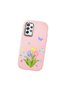 Samsung Galaxy A72 Compatible Case Camera Protector Pink Silicone Couple Phone Case with Floral Pattern - 3