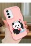 Samsung Galaxy S21 Fe Compatible Case Camera Protector Pink Silicone Couple Phone Case Panda Pattern
