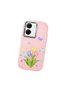 Vivo Y36 Compatible Case Camera Protective Pink Silicone Couple Phone Case with Floral Pattern - 3
