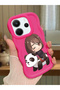 Redmi Note 14 4g Compatible Case with Camera Protector Red Silicone Couple Phone Case Panda Pattern