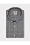 Men's Regular Fit Short Sleeve 100% Cotton Button-Up Collar Checked Dark Gray Shirt 9592kg