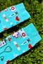 Unisex Doctor Nurse Ambulance Patterned Blue Socks - 2