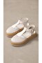 Women's White Mesh Detailed Straw High-Heeled Sandals 4cm Byndk95 - 5