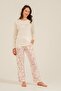 Women's Excuisite Flowers Cream Long Sleeve Pajama Set Ar3743-S-V1 - 6