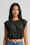 Mona Openwork Jacquard Comfortable Fit Low Sleeve Collar and Hem Elastic Crop Top & Women's Blouse - 4
