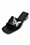 Stella Black Butterfly Buckle Transparent Heel Women's Slippers