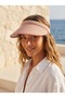 Paper Vizor Half Moon Straw Hat-Women's Powder Pink 100% Natural Paper Rope Straw Visor Hat - Hair-Friendly Open Top Visor - 2