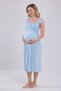New Season Blue Lace Summer Special Design 100% Cotton Maternity Nightgown - 7