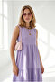 Women's Lilac Crew Neck Segmented Sleeveless Cotton Dress Elb-19002665 - 2