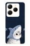 Infinix Hot 40I Compatible Transparent Phone Case with Shark Costume and Cat Pattern