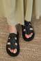 Rowan Black Color Gladiator Women's Slippers