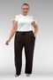 59002 Plus Size Pleated Detailed Combed Cotton Trousers - Dark Brown