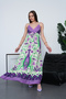 Full Length Straps Double Breasted Me Gathered Viscose Dress - 2