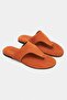Almira Orange Suede Leather Flat Sole Women's Flip Flops - 4