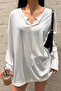 Women's Oversize Flared Long Sleeve Basic T-Shirt 100% Cotton Comfortable Fit Daily Use - 4