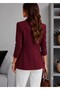 Women's Burgundy Blazer Jacket - 3