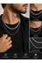 Men's Stainless Steel Combination Necklace Set Thick Chain + Thin Chain Silver Color Does Not Tarnish - 3