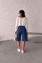 High Waist Full Fit Flare Cut Denim Jeans Shorts - 4