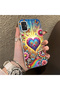 Samsung Galaxy A51 Compatible Silicone Edge Hard Back Case Couple Phone Case Heart Pattern - 3