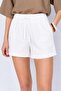 Women's White Elastic Waist Tasseled Short Shorts - 5