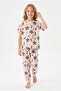 Girl's Summer Colorful Flower and Cherry Pattern 100% Cotton Single Jersey Fabric Reactive Dyeing Short Sleeve Pajamas Set - 3