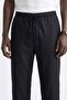 Men's Trousers with Grass Stitching on the Front and Elastic Waist - Black - 2