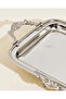 Silver Shiny Metal Serving Tray With Rope Rim - 3