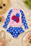New Season Patterned Sun Protection Long Sleeve, Crop Top, Ruffled Mini Skirt Bikini Set