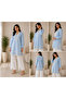 -Sky Blue Cotton Lace Detail Modest Shirt – Relaxed Fit