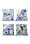 Blue Leopard and Floral Patterned 4-Piece Throw Pillow Cover Set - 3