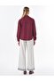 Embroidered Appliqué Cotton Shirt Burgundy - 4