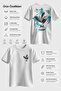 Floral Wings Design 100% Cotton Half Oversize White T-Shirt - 3