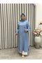 Trend Tencel Fabric Full-Length Tunic with Net Detail Blue - 3